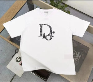 Luxurious  Branded Letter Logo Embroidery Short Sleeve T-shirt