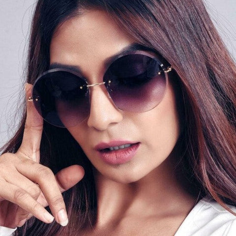 Premium Round Shape Rimless Sunglass For Women