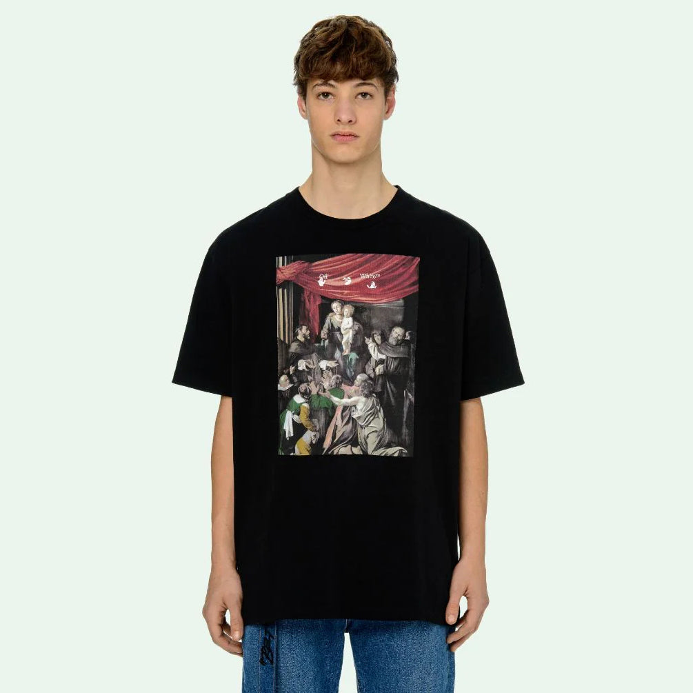 Black Color Caravaggio Painting T-shirt For Men